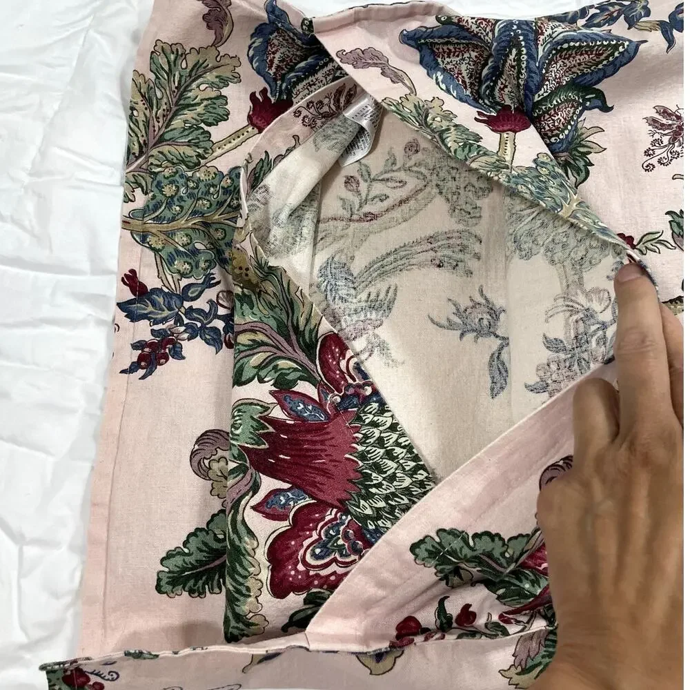 Pottery Barn Laurel Palampore Linen Cotton Standard  Sham Blush Multi 26x20